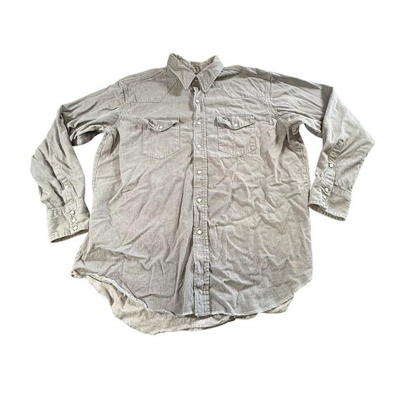 Wrangler Men's 18 35 Gray Pearl Snap Western Shirt Long‎ Sleeve Button-Up - Picture 1 of 8